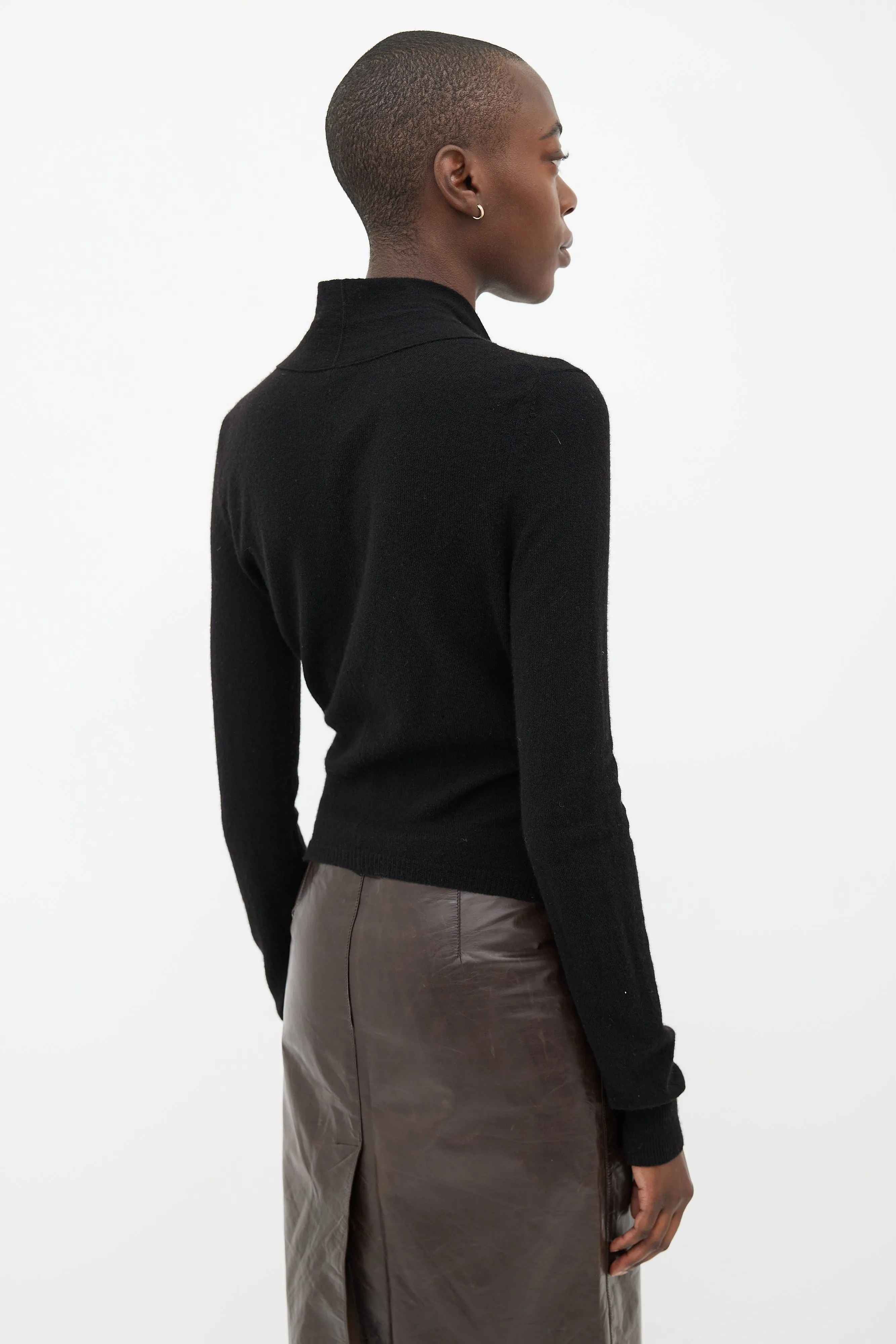 Black Cashmere Blend V-Neck Cardigan