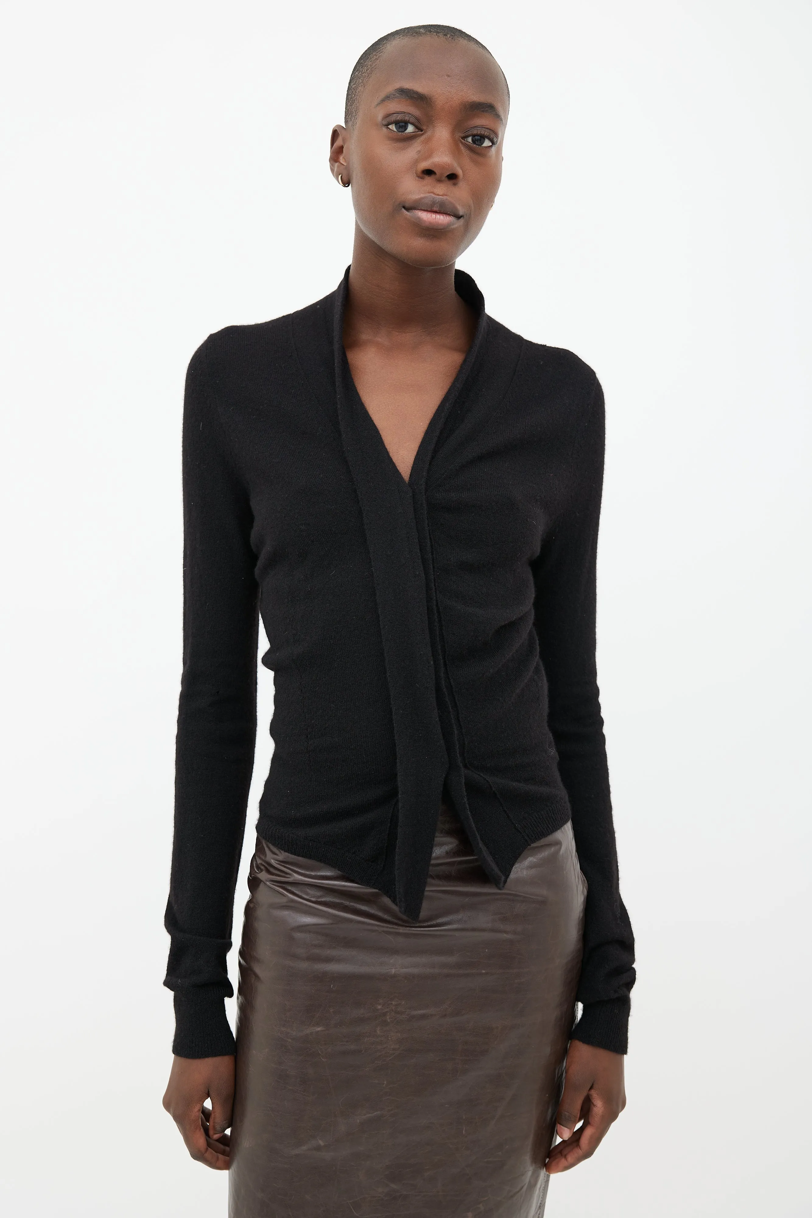 Black Cashmere Blend V-Neck Cardigan