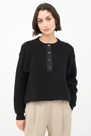 Black Cotton Grelda Waffle Knit Sweater