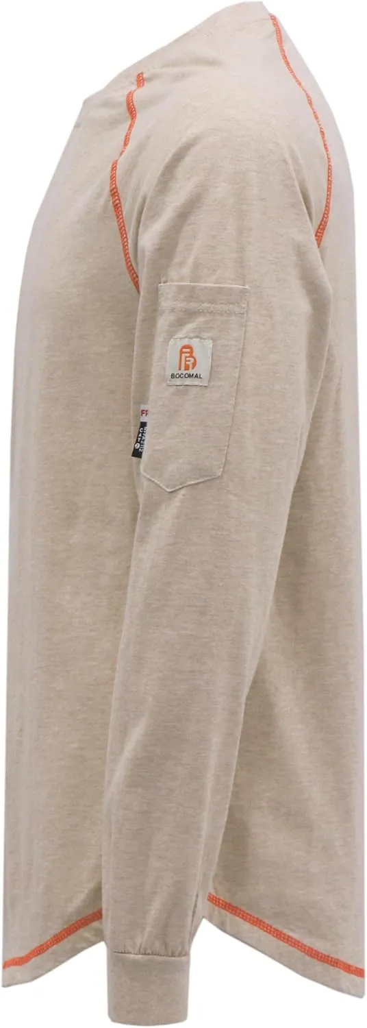 BOCOMAL FR Shirts Heather Series 6oz Flame Resistant T Shirt NFPA2112 CAT2 Fire Retardant Crew Work Shirt