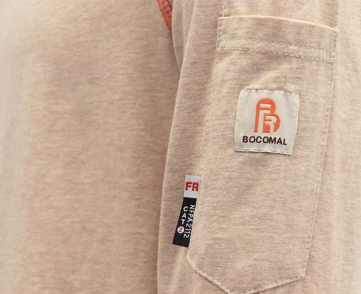BOCOMAL FR Shirts Heather Series 6oz Flame Resistant T Shirt NFPA2112 CAT2 Fire Retardant Crew Work Shirt