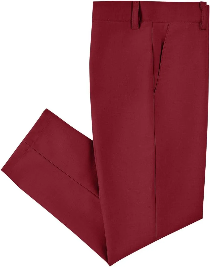 Boys Dress Pants for Kids Flat Front School Uniform Slacks Pants with Adjustable Waist