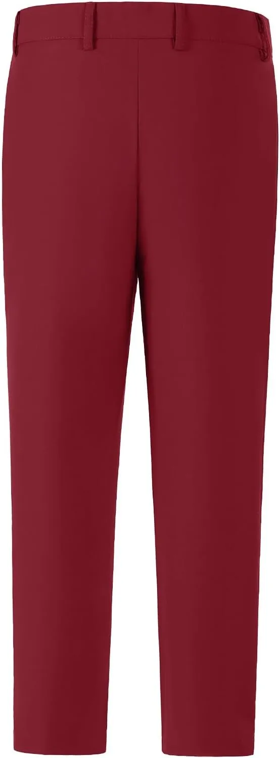 Boys Dress Pants for Kids Flat Front School Uniform Slacks Pants with Adjustable Waist