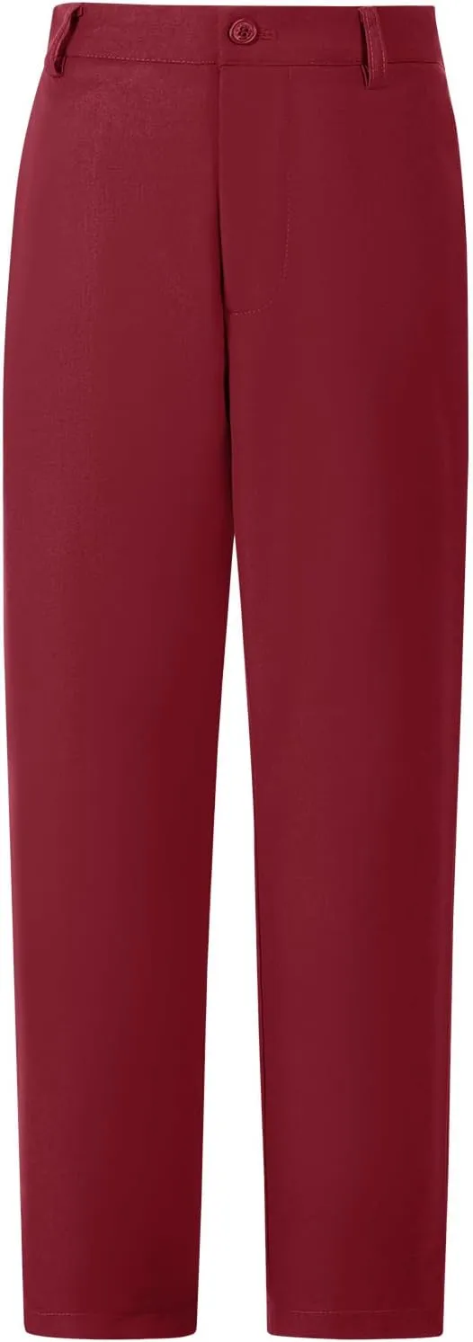 Boys Dress Pants for Kids Flat Front School Uniform Slacks Pants with Adjustable Waist