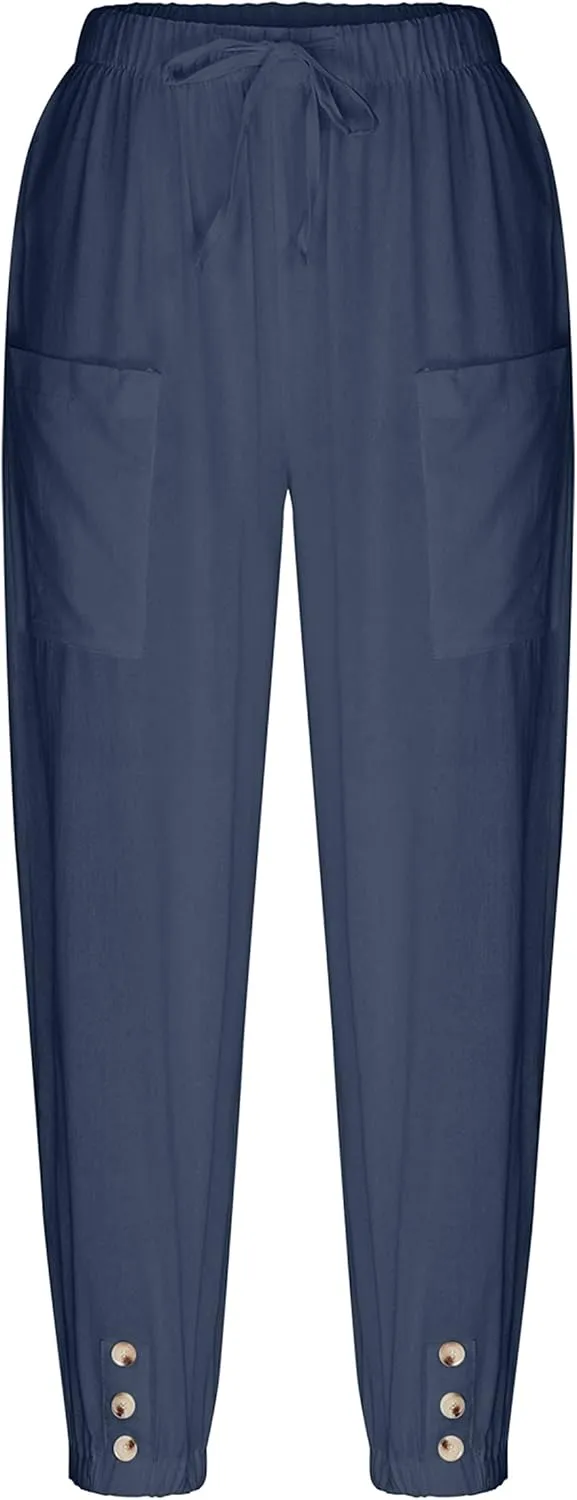 Bozanly Women's Casual Lantern Harem Loose Capris Pants Summer Yoga Slacks Trousers with Pockets