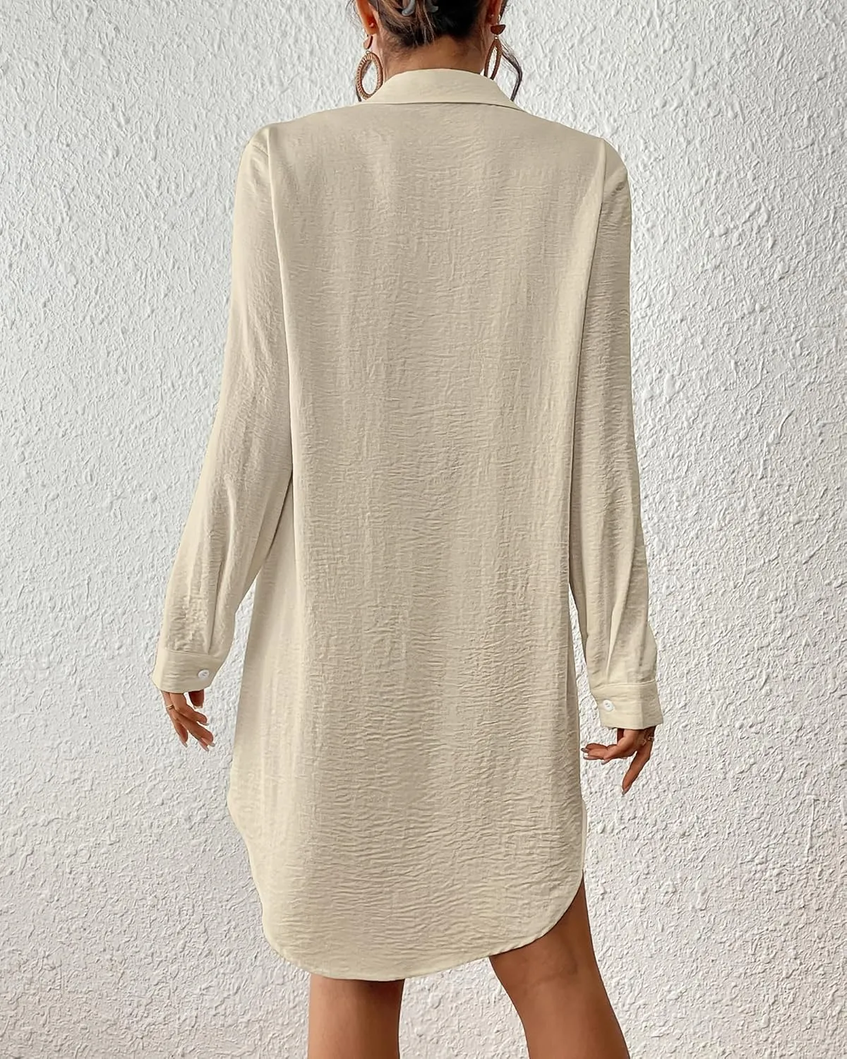 Bsubseach Swimsuit Coverup for Women Button Down Beach Cover Ups Long Sleeve Shirt Dress Modern Blouse Top
