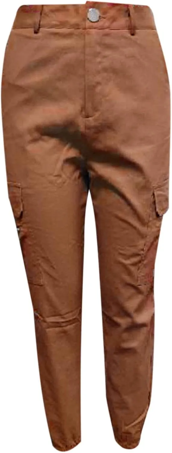 Cargo Leggings with Pockets for Women Casual Skinny Pockets High Waist Pants Stretch Bound Feet Ripstop Cargo Trouser