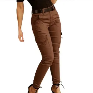 Cargo Leggings with Pockets for Women Casual Skinny Pockets High Waist Pants Stretch Bound Feet Ripstop Cargo Trouser