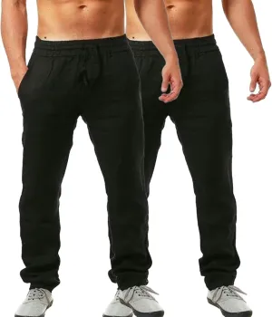 Casual Pants for Men Loose fit Lightweight Drawstring Elastic Waist Pants with Pocket Summer Fashion Vacation Trousers