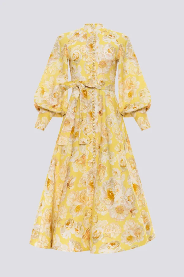 Ccilie Balloon Sleeve Floral Maxi Dress