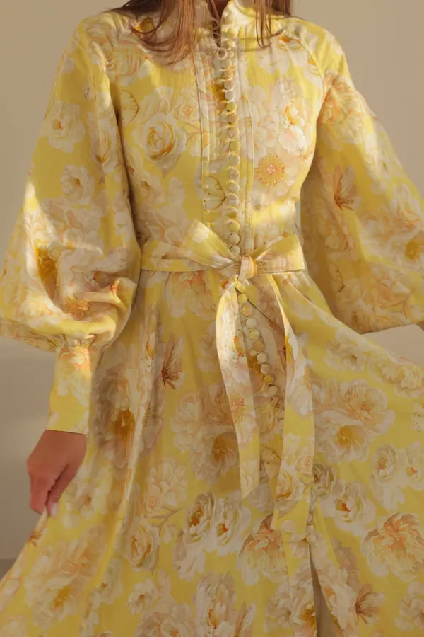 Ccilie Balloon Sleeve Floral Maxi Dress