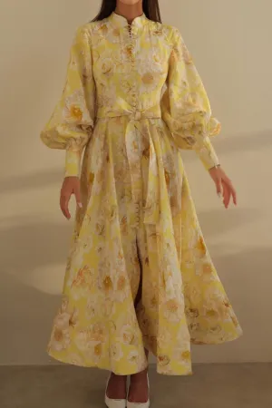 Ccilie Balloon Sleeve Floral Maxi Dress