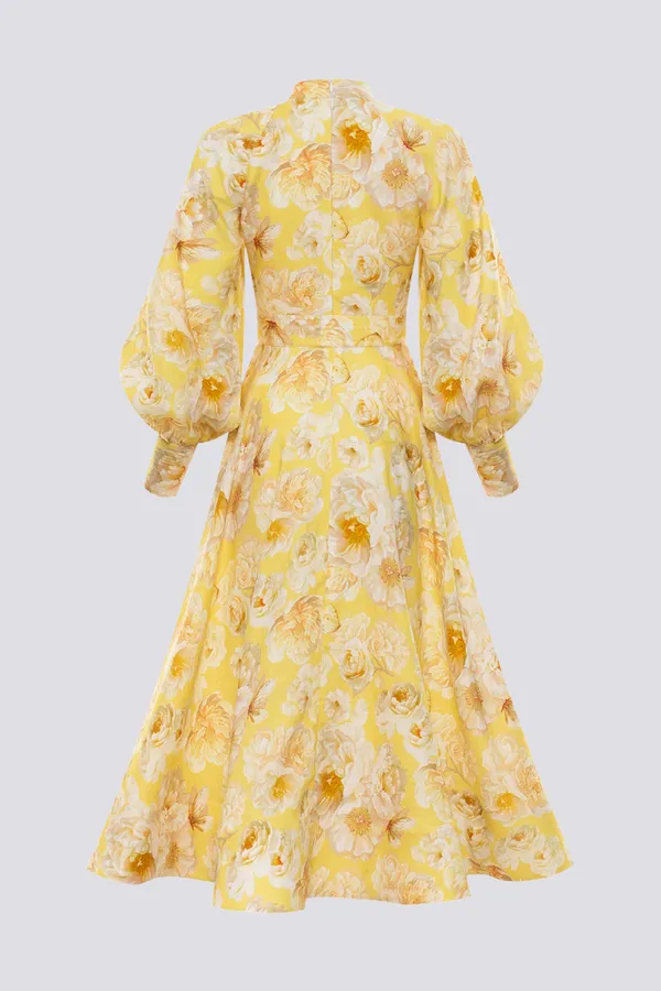 Ccilie Balloon Sleeve Floral Maxi Dress