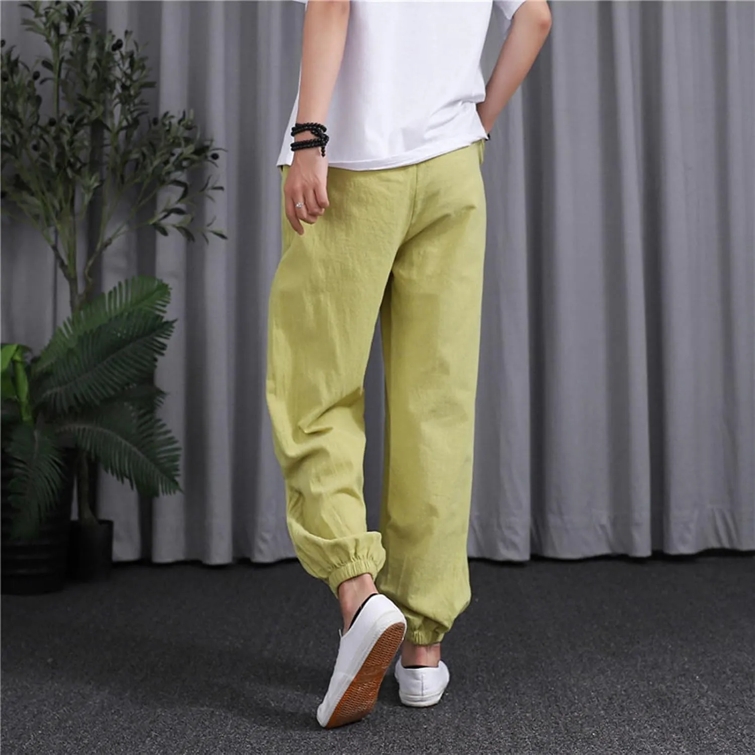 Ceboyel Women Casual Linen Pants Summer Comfy Loose Long Pants Lantern Lounge Beach Trousers with Pockets 2023
