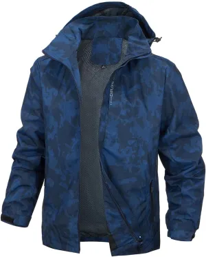 Chaos World Men's Rain Jacket With Hood Windbreaker Lightweight Waterproof Raincoat Trench Coat Camping Gear