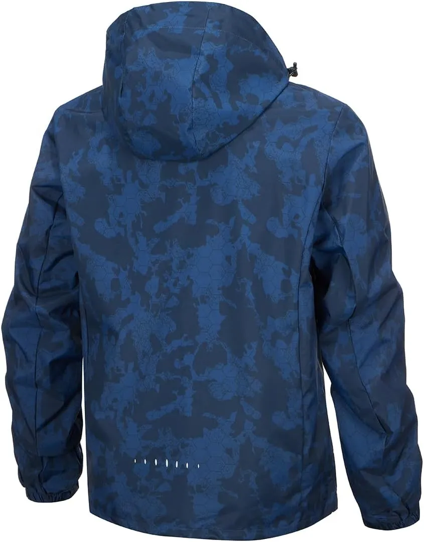 Chaos World Men's Rain Jacket With Hood Windbreaker Lightweight Waterproof Raincoat Trench Coat Camping Gear