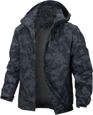 Chaos World Men's Rain Jacket With Hood Windbreaker Lightweight Waterproof Raincoat Trench Coat Camping Gear