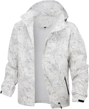 Chaos World Men's Rain Jacket With Hood Windbreaker Lightweight Waterproof Raincoat Trench Coat Camping Gear