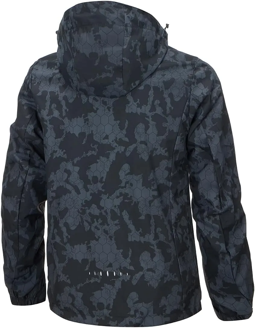 Chaos World Men's Rain Jacket With Hood Windbreaker Lightweight Waterproof Raincoat Trench Coat Camping Gear