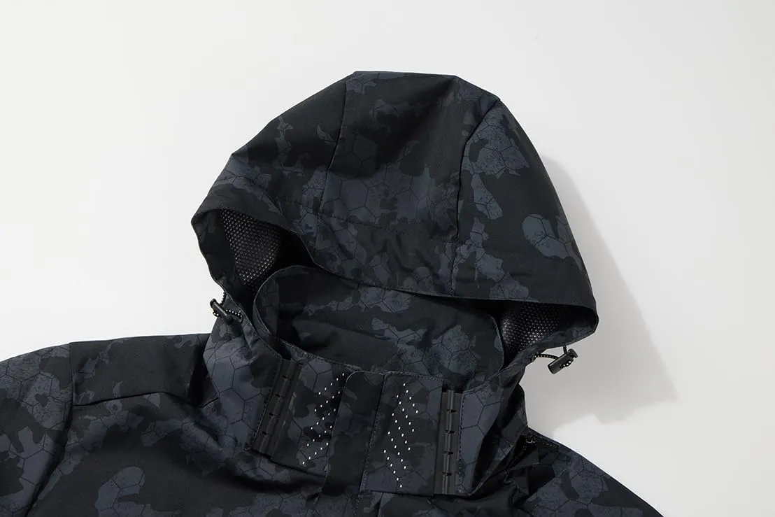 Chaos World Men's Rain Jacket With Hood Windbreaker Lightweight Waterproof Raincoat Trench Coat Camping Gear