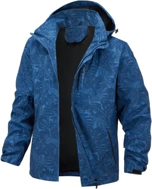 Chaos World Men's Rain Jacket With Hood Windbreaker Lightweight Waterproof Raincoat Trench Coat Camping Gear