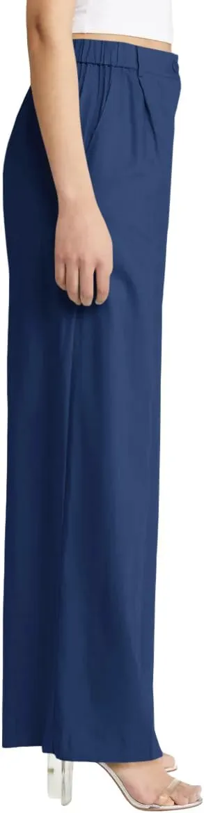 Cicy Bell Women's High Waisted Wide Leg Pants Work Office Dress Slacks with Pockets Casual Elastic Waist Trousers