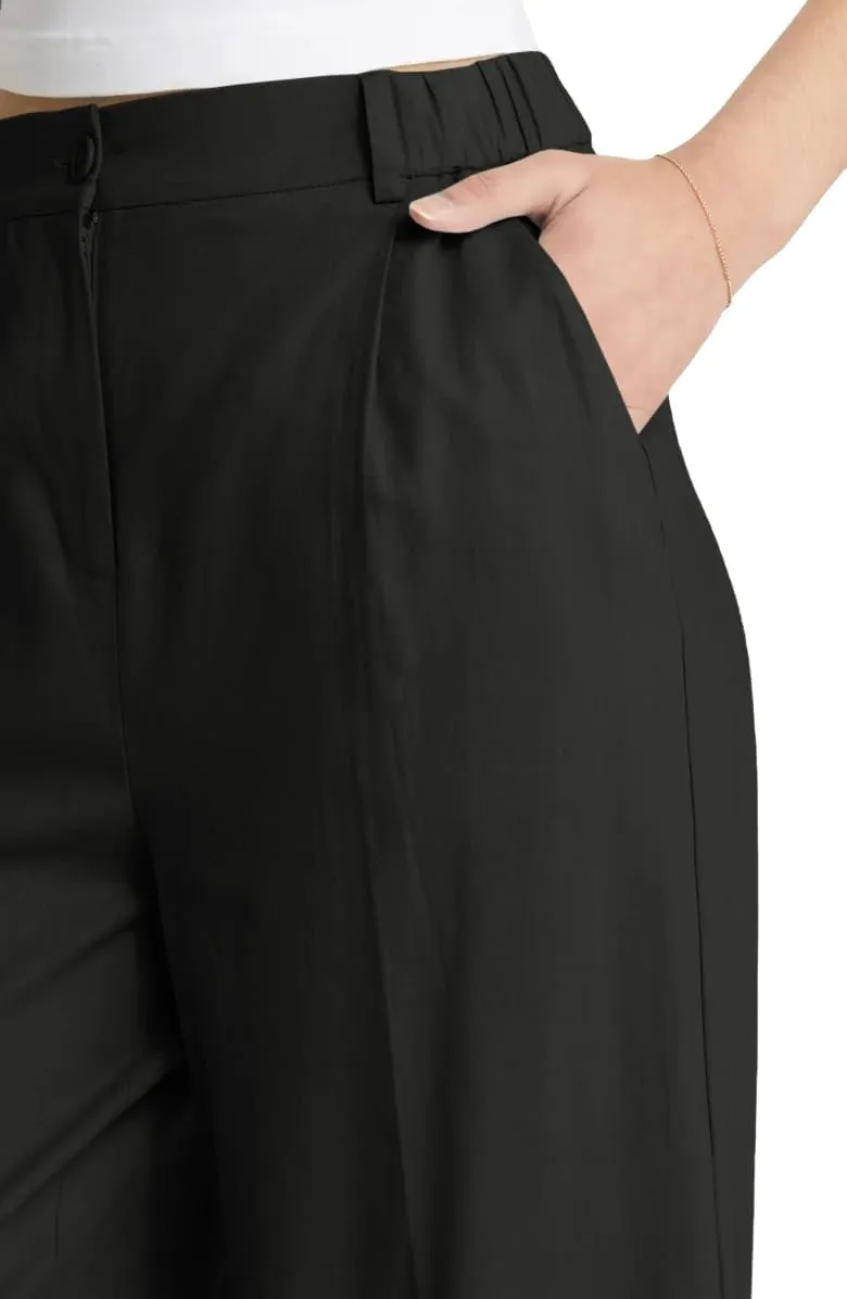 Cicy Bell Women's High Waisted Wide Leg Pants Work Office Dress Slacks with Pockets Casual Elastic Waist Trousers