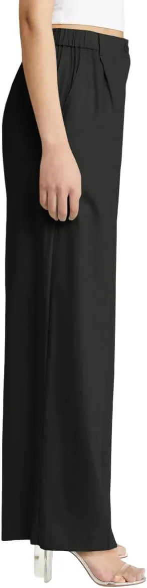 Cicy Bell Women's High Waisted Wide Leg Pants Work Office Dress Slacks with Pockets Casual Elastic Waist Trousers