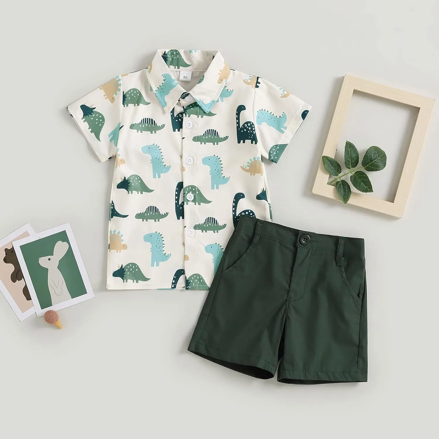 CIYCUIT Toddler Baby Boys Summer Print Shirt Outfits Clothes Short Sleeve Button Down Tops   Shorts Set