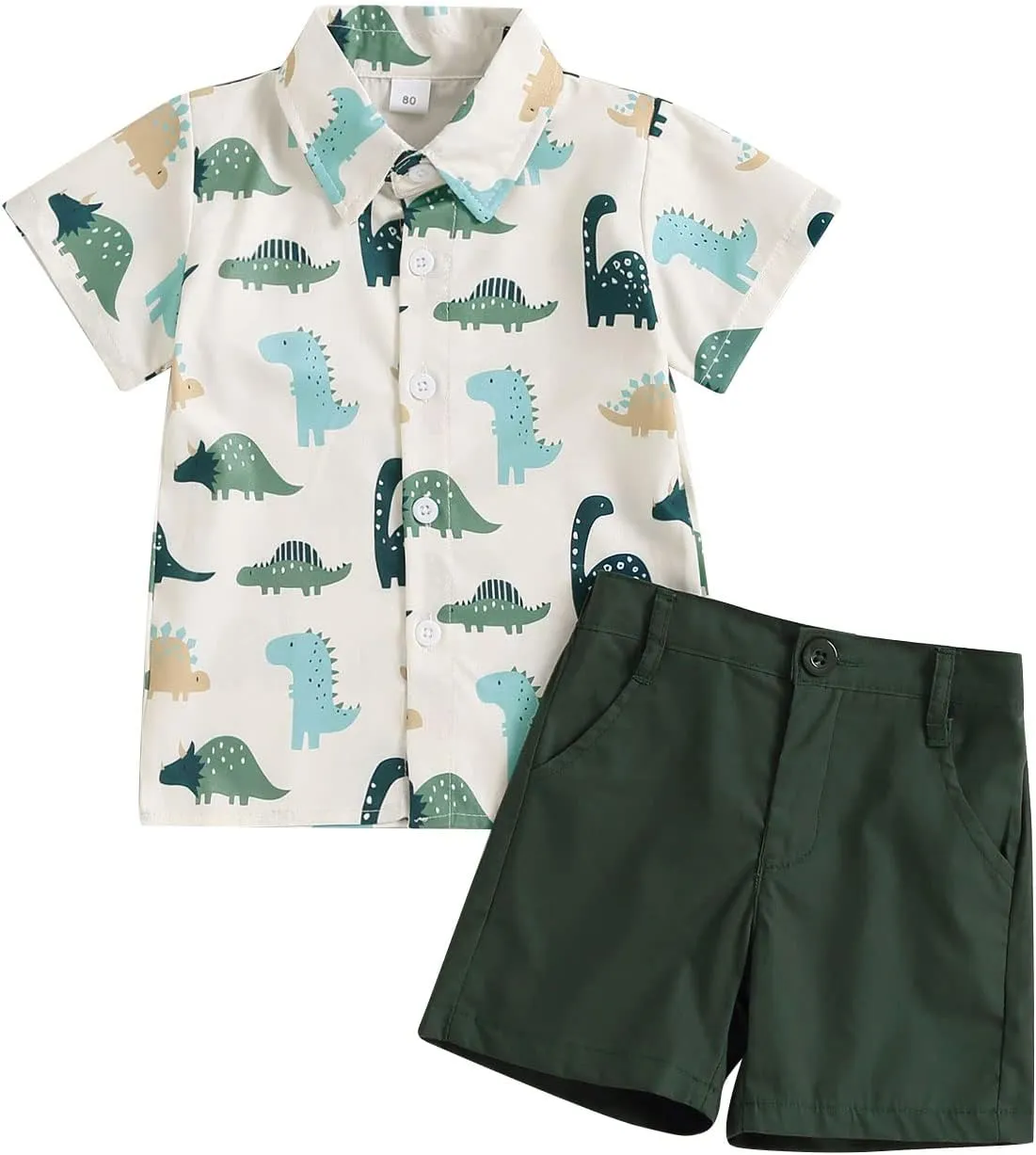 CIYCUIT Toddler Baby Boys Summer Print Shirt Outfits Clothes Short Sleeve Button Down Tops   Shorts Set