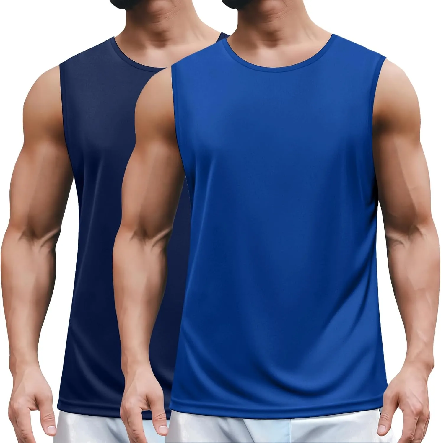 COOFANDY Mens 2 Pack Workout Tank Top UPF 50  Quick Dry Sleeveless Swim Shirt Gym Muscle Athletic Summer Beach T Shirts