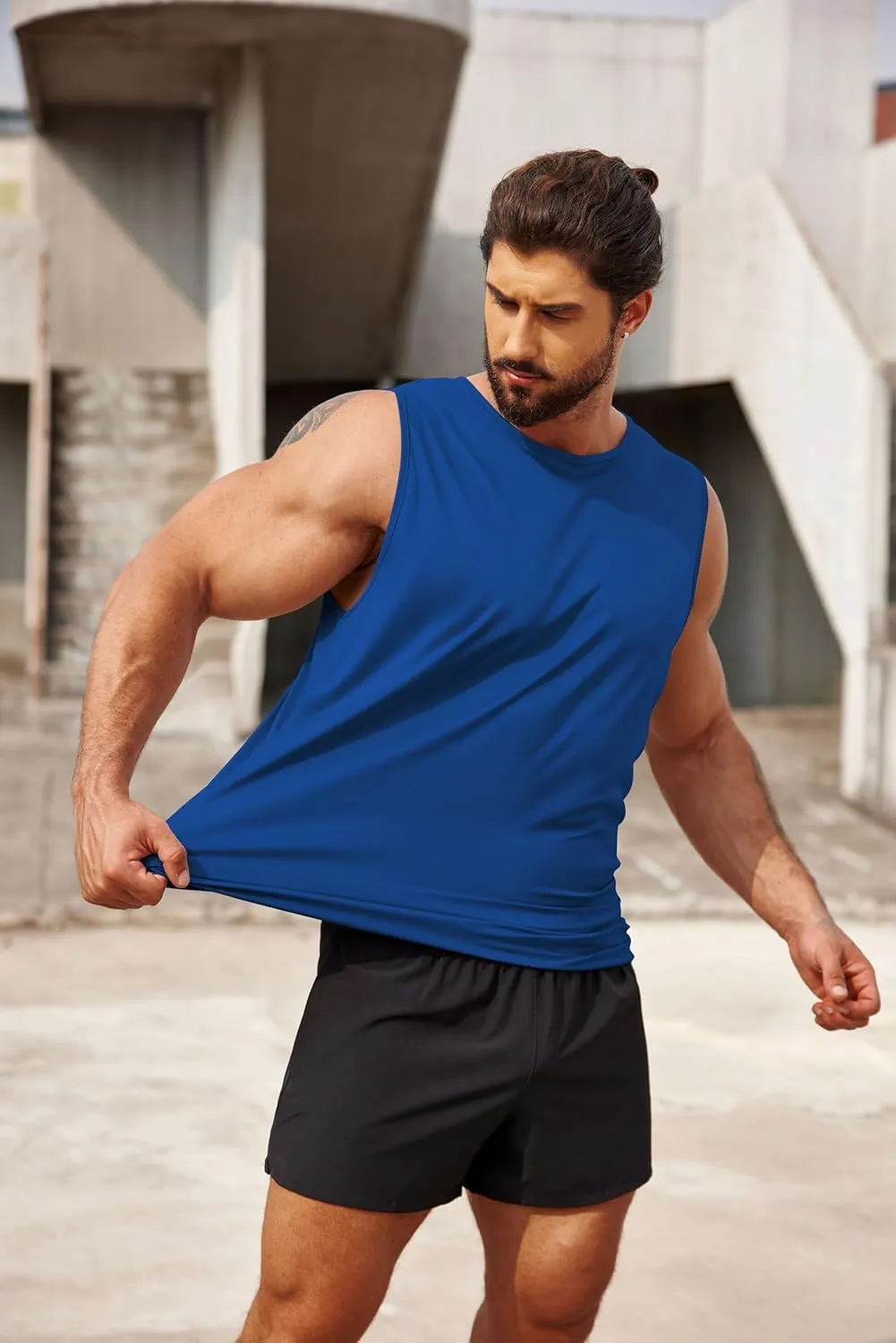 COOFANDY Mens 2 Pack Workout Tank Top UPF 50  Quick Dry Sleeveless Swim Shirt Gym Muscle Athletic Summer Beach T Shirts