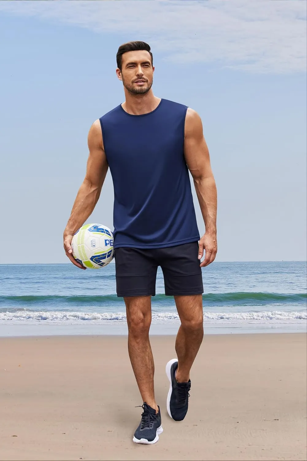 COOFANDY Mens 2 Pack Workout Tank Top UPF 50  Quick Dry Sleeveless Swim Shirt Gym Muscle Athletic Summer Beach T Shirts