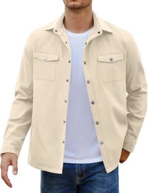COOFANDY Men's Casual Lightweight Shirt Jacket Work Shacket Jackets Military Button Down Overshirt With Flap Pockets