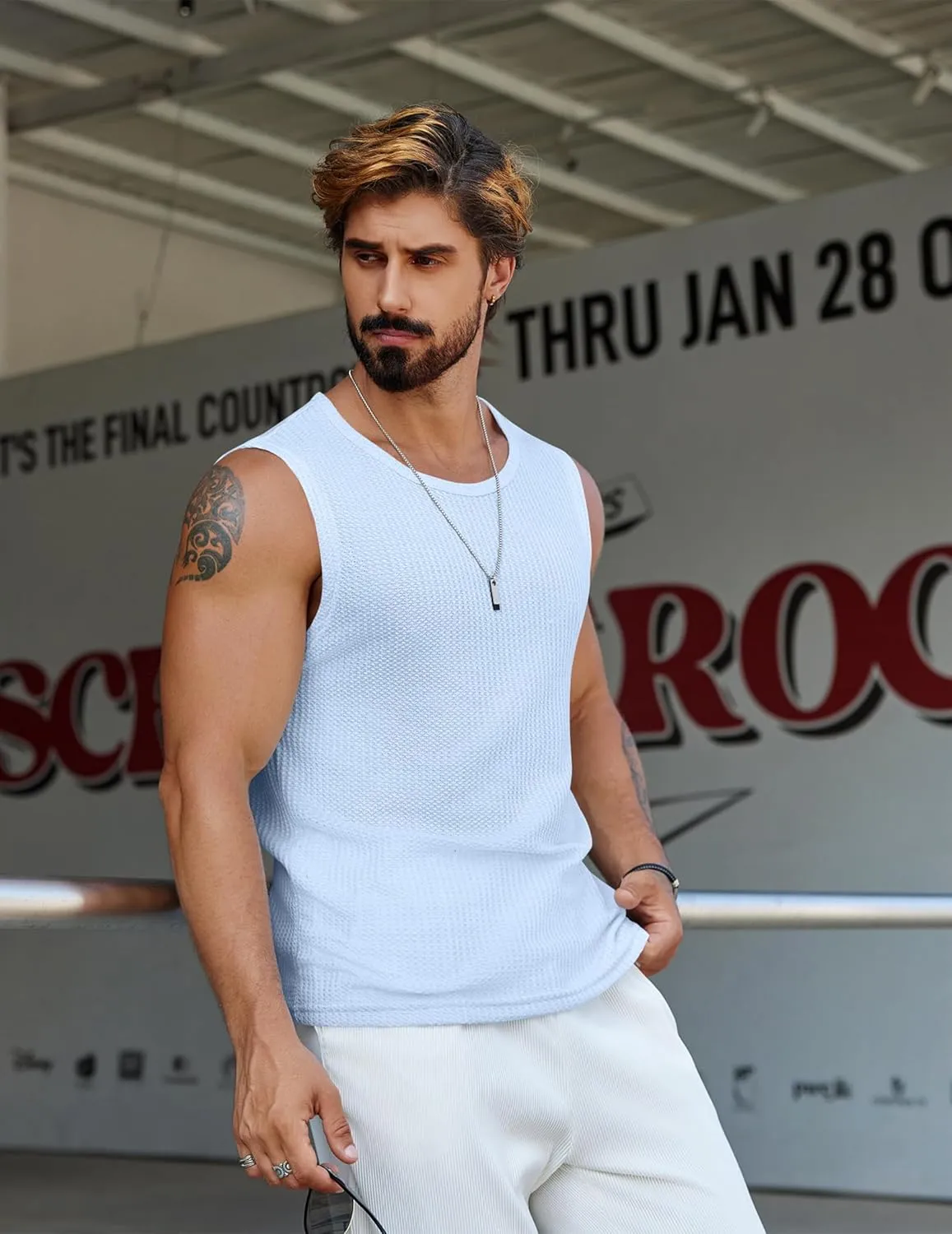 COOFANDY Mens Casual Tank Tops 2 Pack Waffle Knit Sleeveless Shirt Breathable Tank Shirts Summer Muscle Tee
