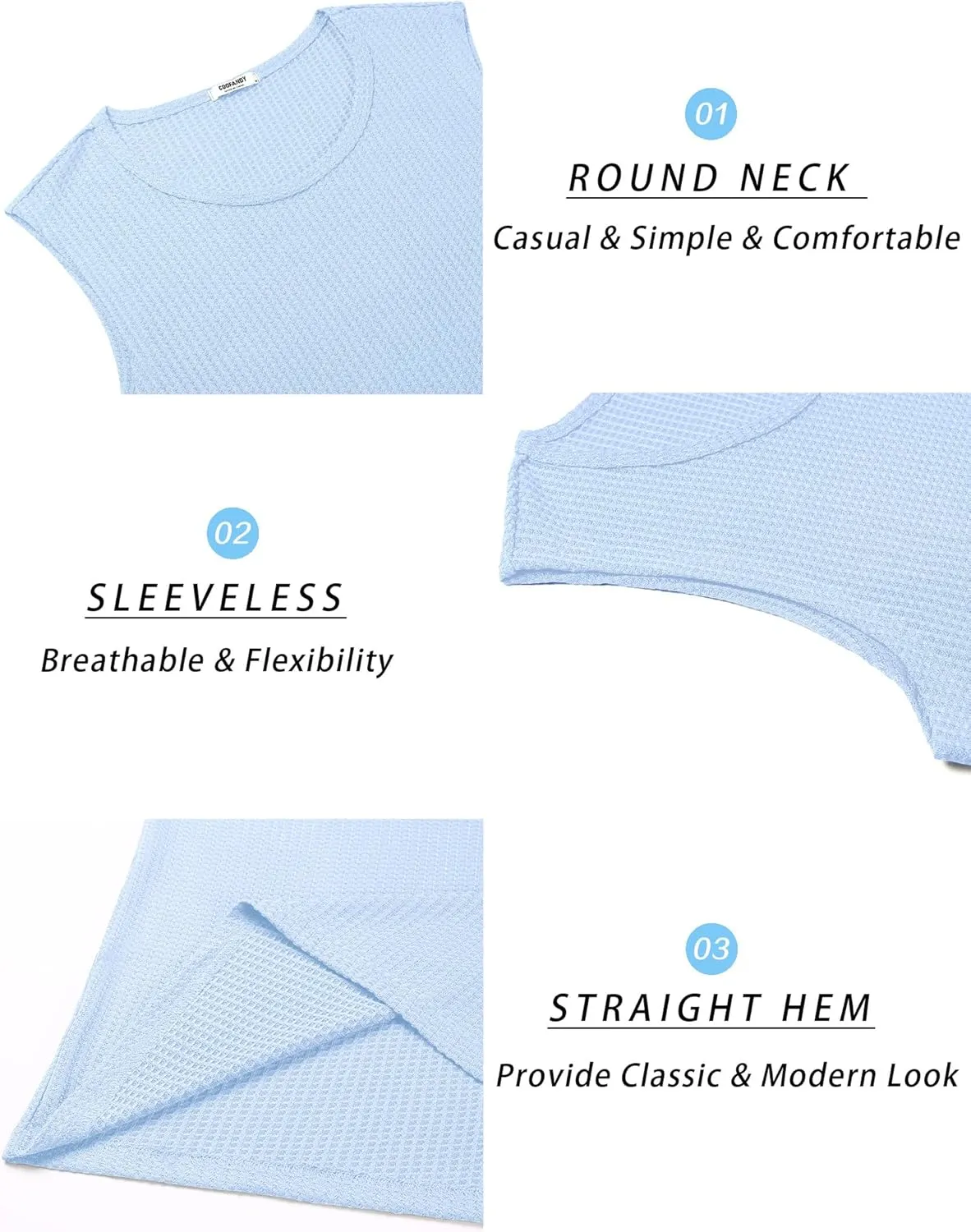 COOFANDY Mens Casual Tank Tops 2 Pack Waffle Knit Sleeveless Shirt Breathable Tank Shirts Summer Muscle Tee