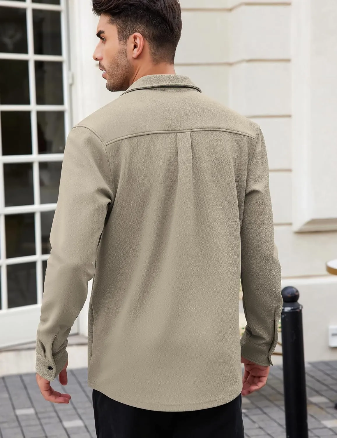 COOFANDY Men's Lightweight Shirt Shacket Long Sleeve Textured Button Down Shirts Casual Jacket