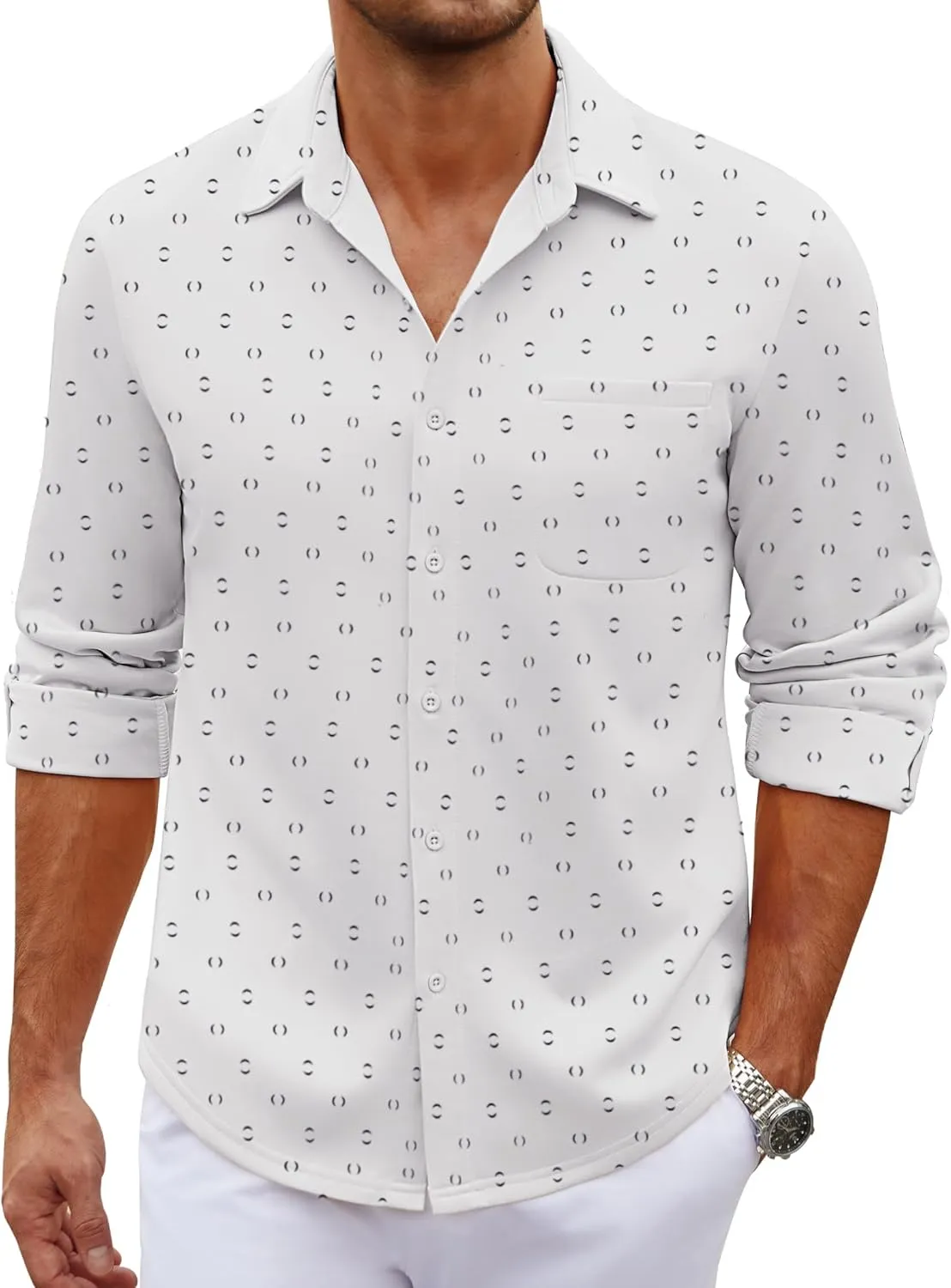 COOFANDY Men's Long Sleeve Wrinkle Free Shirt Casual Button Down Shirts Stretch Dress Shirt with Pocket