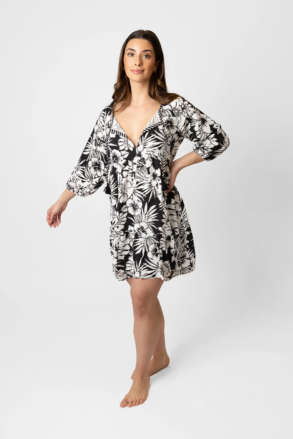 Copacabana Floral V-Neck Tunic Dress