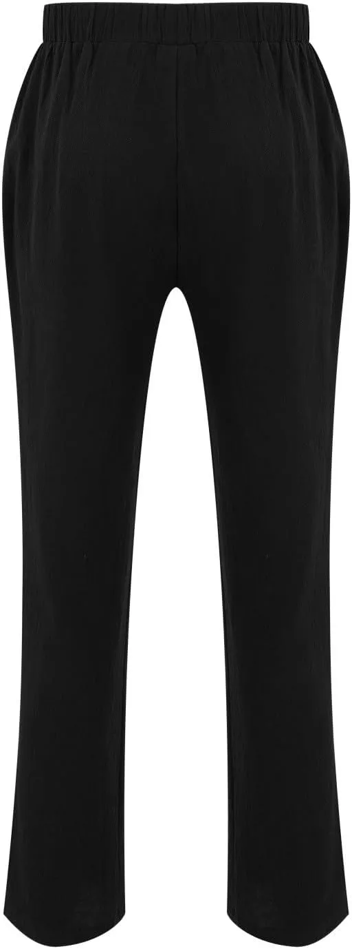 CRNTCEM Loose Fit Beach Pants for Men Drastring Pant Lightweight Summer Casual Linen Pant Elastic Waist Sports Golf Sweatpant