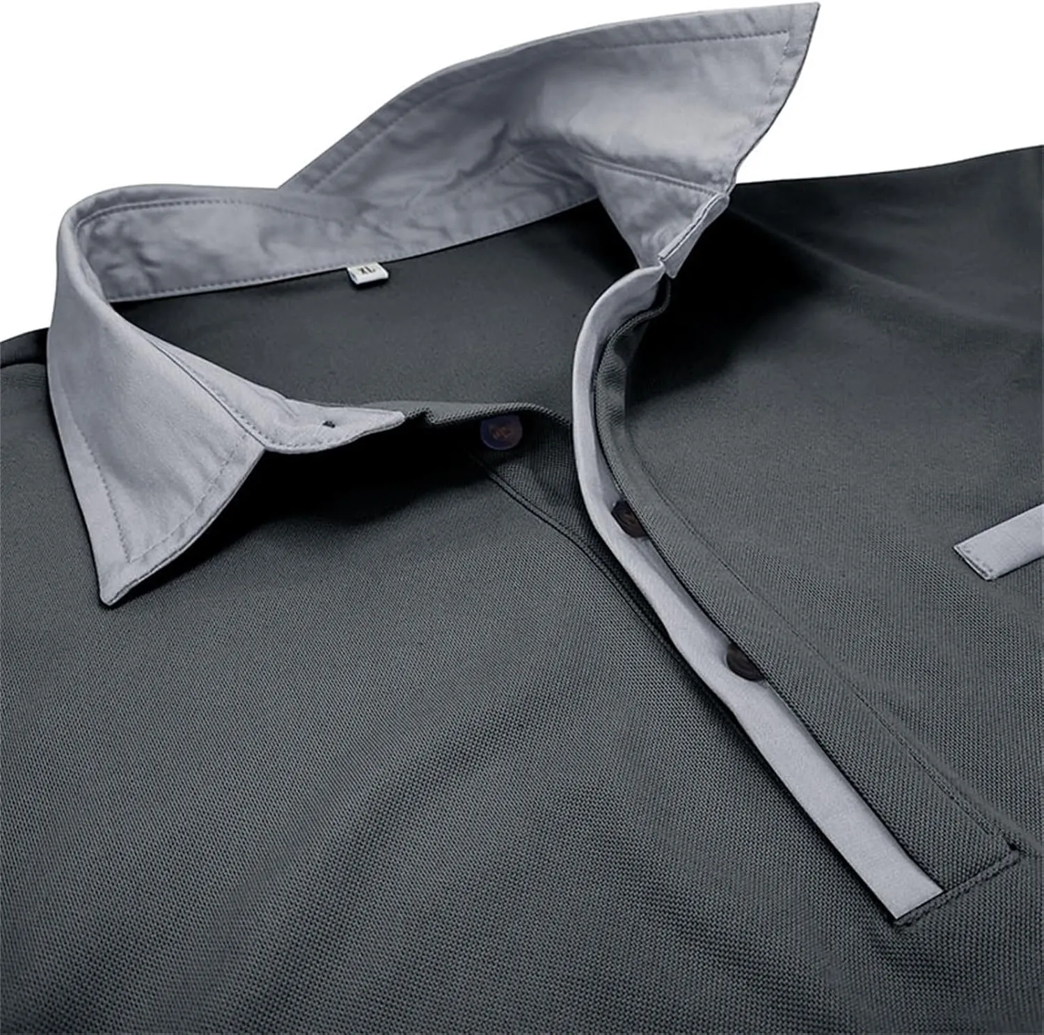 CRNTCEM Mens Long Sleeves Button Up Polo Shirts Chinos Cotton Slim Fit Tennis Shirts Lapel Collar Business Work Golf Teeshirt
