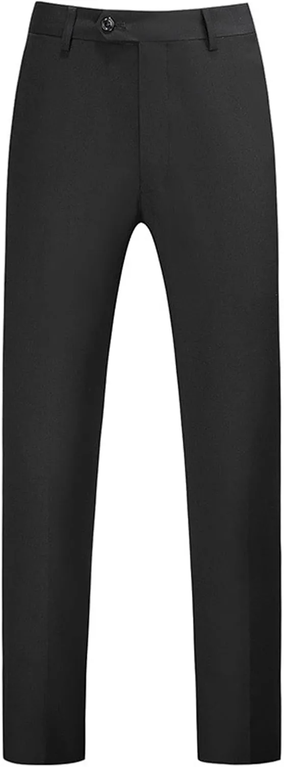 CRNTCEM Mens Straight Leg Business Dress Pants Regular Fit Casual Wedding Suit Pants Slim Fit Flat-Front Formal Trousers