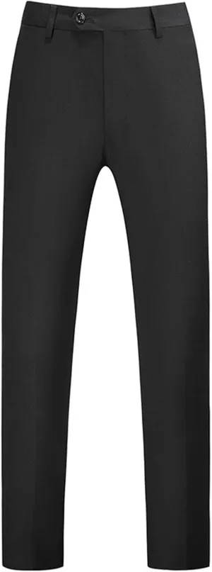CRNTCEM Mens Straight Leg Business Dress Pants Regular Fit Casual Wedding Suit Pants Slim Fit Flat-Front Formal Trousers