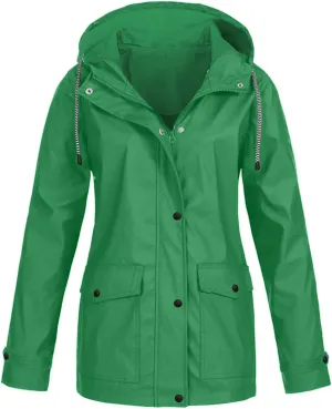 CRNTCEM Women's Outdoor Waterproof Jacket Lightweight Hooded Hiking Climbing Rain Jackets Active Outdoor Windbreaker Raincoat