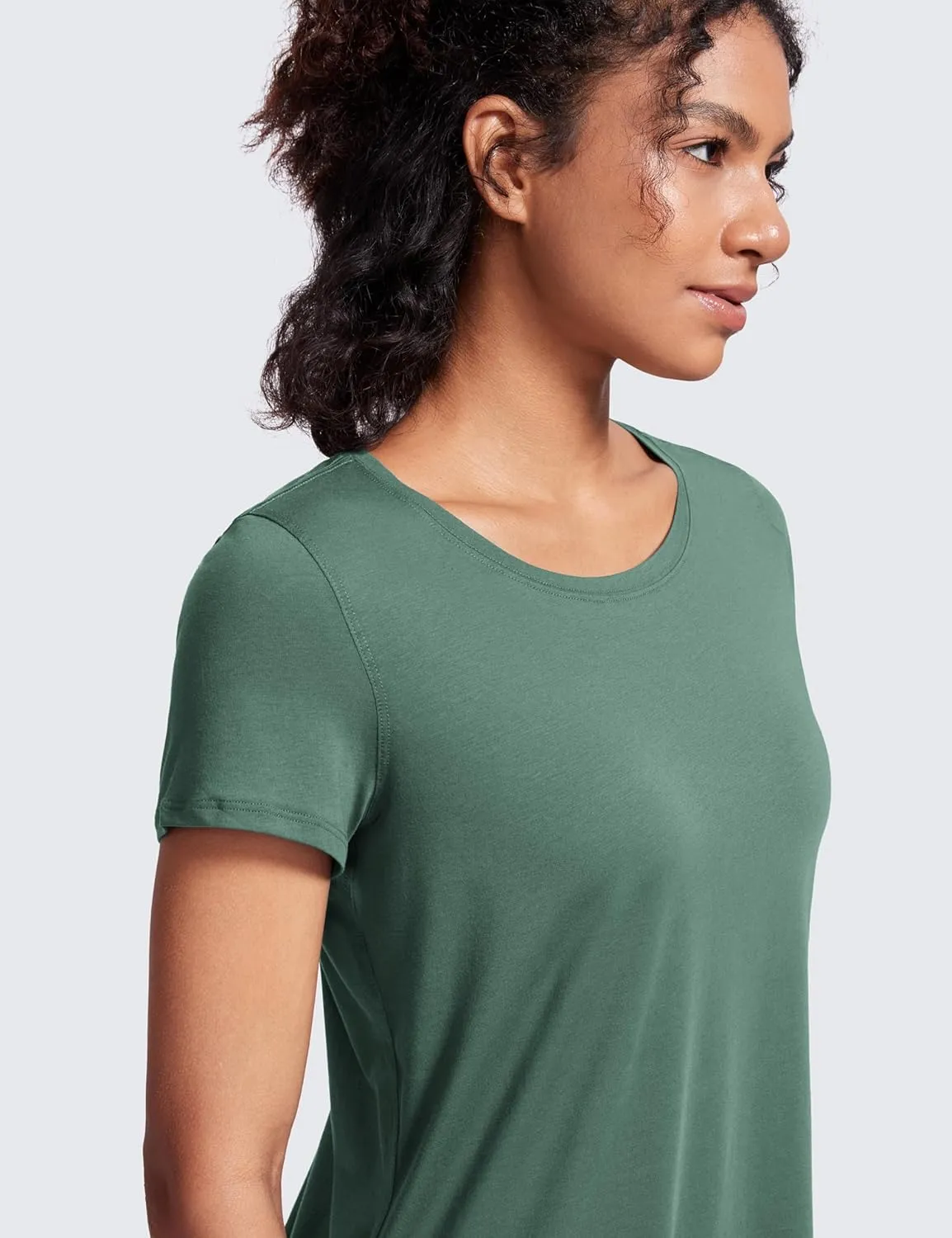CRZ YOGA Pima Cotton Womens Short Sleeve Shirt Loose Casual Yoga T-Shirt Athletic Workout Tops