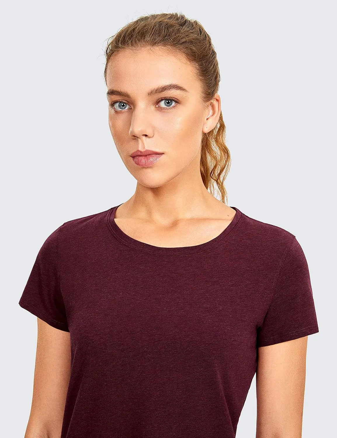CRZ YOGA Pima Cotton Womens Short Sleeve Shirt Loose Casual Yoga T-Shirt Athletic Workout Tops