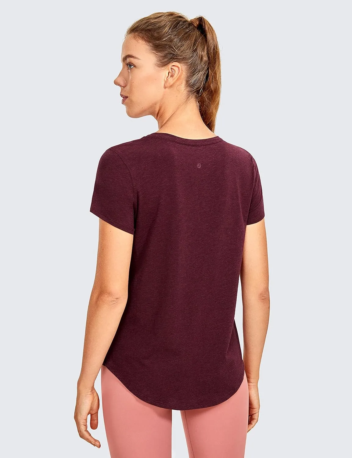 CRZ YOGA Pima Cotton Womens Short Sleeve Shirt Loose Casual Yoga T-Shirt Athletic Workout Tops