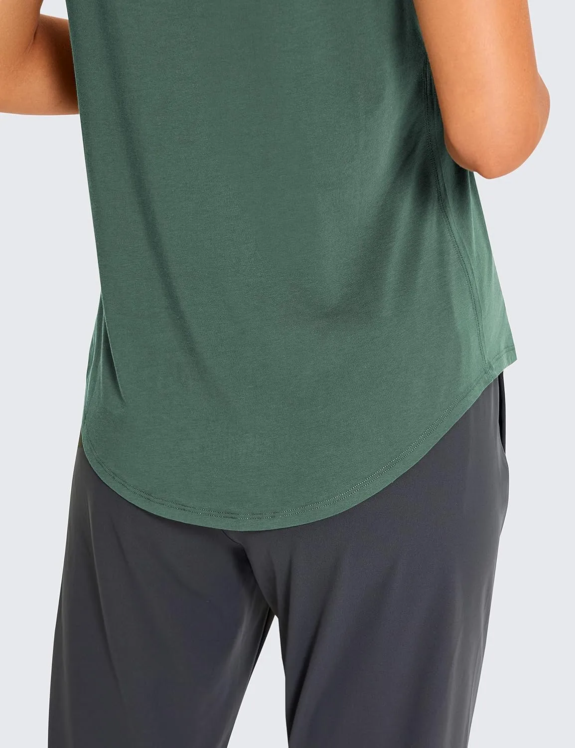 CRZ YOGA Pima Cotton Womens Short Sleeve Shirt Loose Casual Yoga T-Shirt Athletic Workout Tops