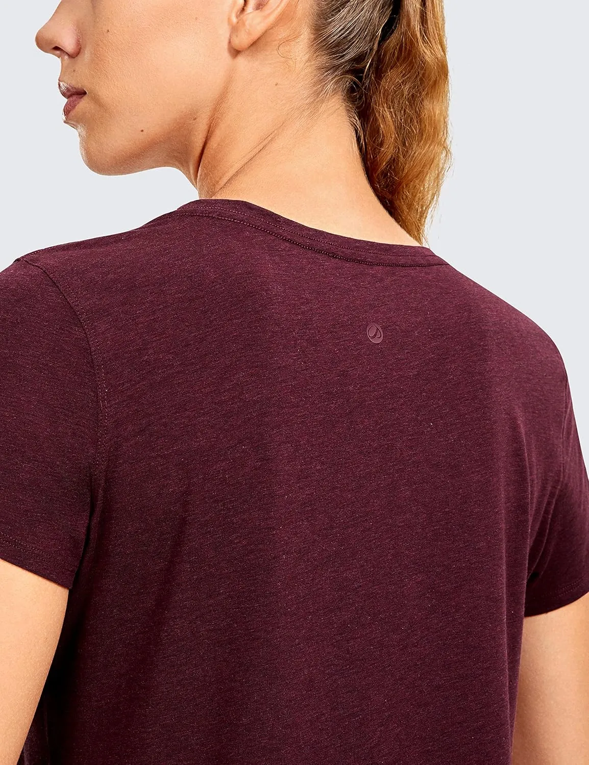 CRZ YOGA Pima Cotton Womens Short Sleeve Shirt Loose Casual Yoga T-Shirt Athletic Workout Tops