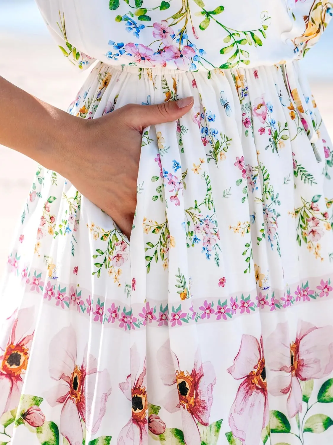 CUPSHE Women's Mini Dress Strapless Ruffled Sleeveless Floral Belted A Line Short Beach Summer Dresses 2025